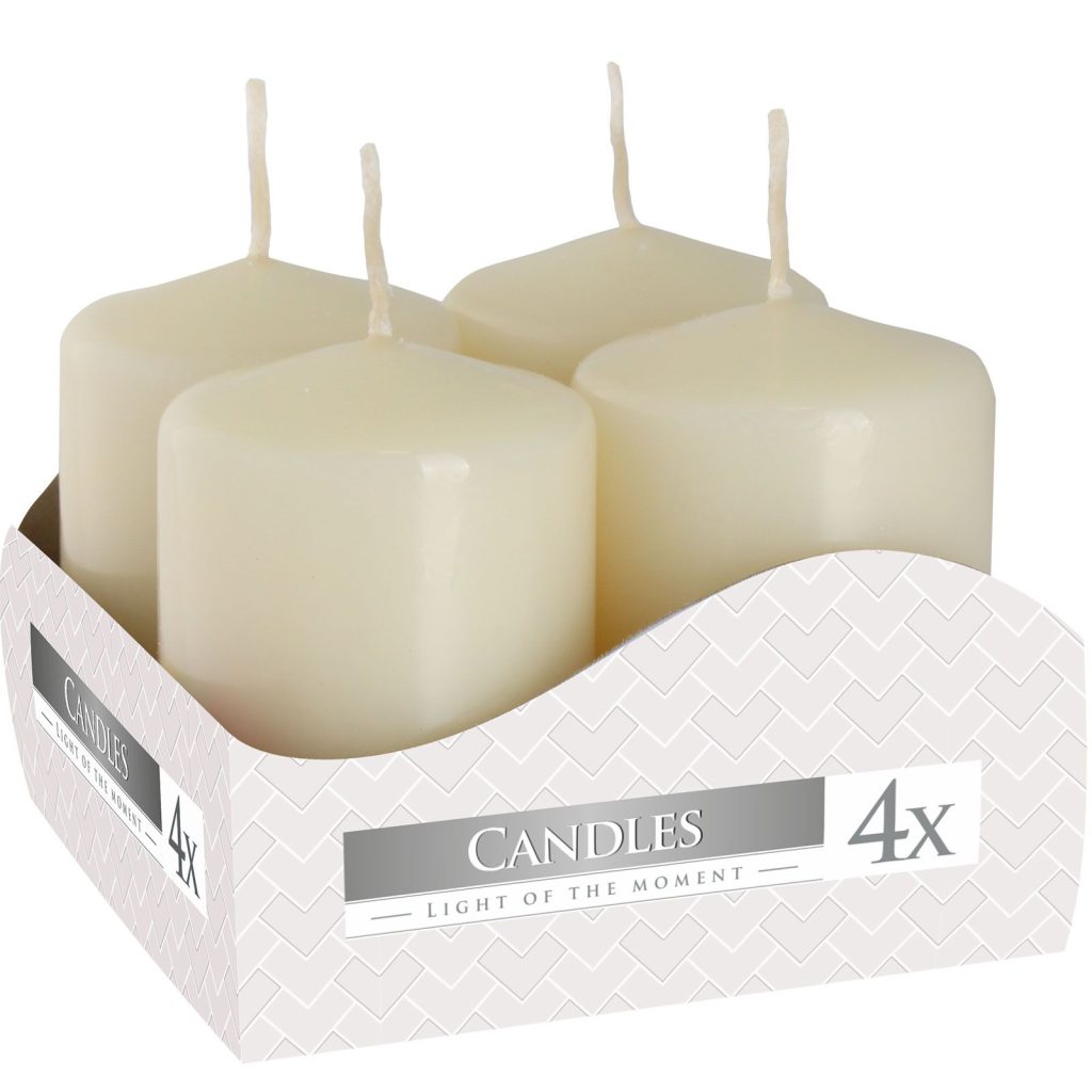 Sæt Med Pillar Stearinlys 40x60mm (4 Pieces) – Ivory