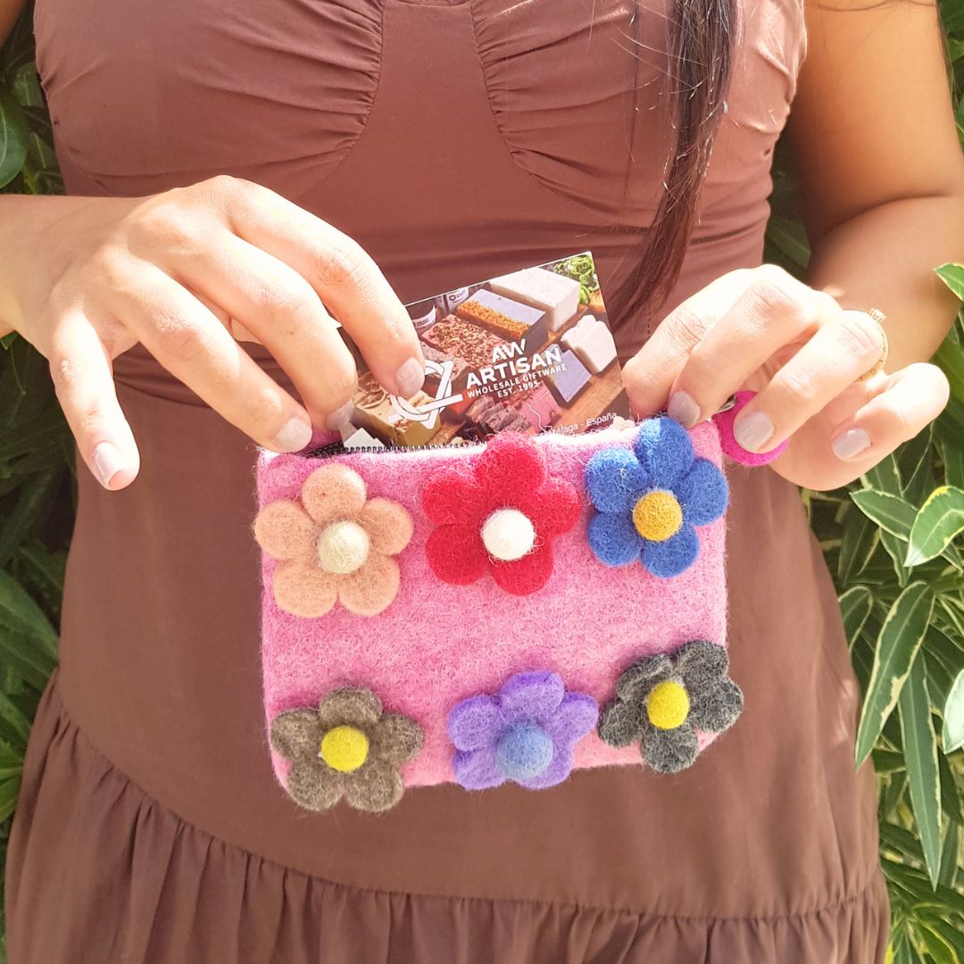 Natural Felt Zipper Pouches – Six Flowers - Billede 5