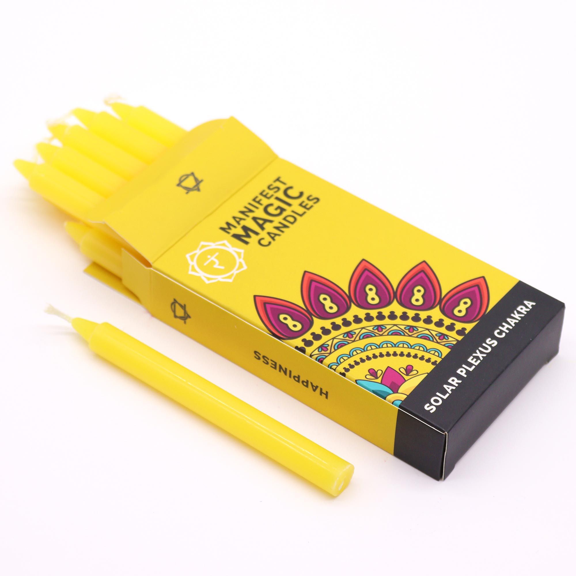 Manifest Magic Stearinlys (Pakke Med 12) – Yellow – Solar Plexus Chakra - Billede 2