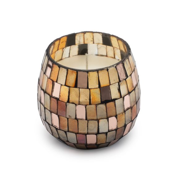 Lille Glasburk-Stearinlys – Amber Mosaic - Billede 1