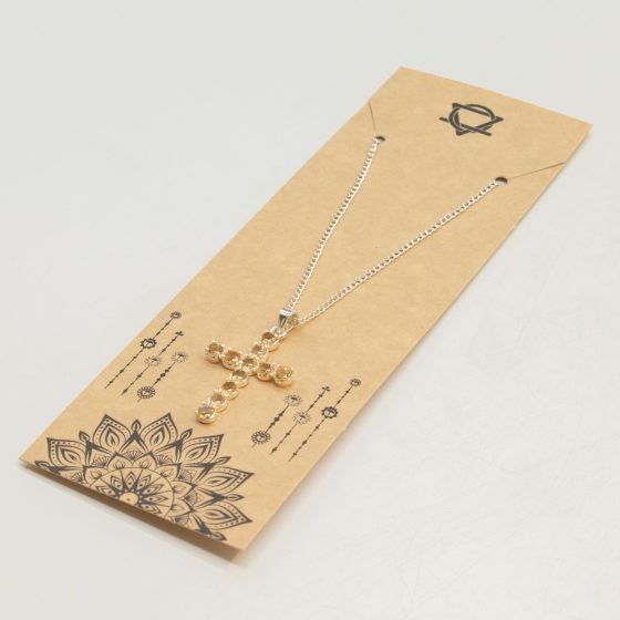Indisk Andagtsvedhæng – Sølvbelagt (45Cm Chain) – Citrine Crucifix - Billede 4