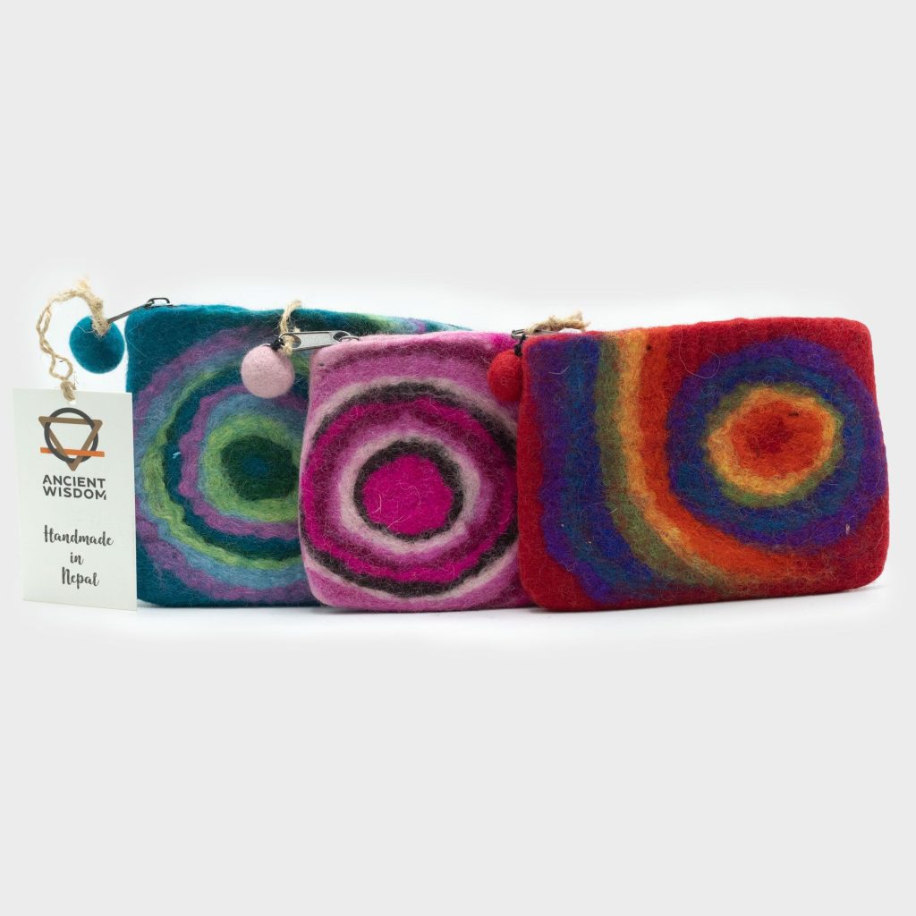 Natural Felt Zipper Pouches – Psychedelic