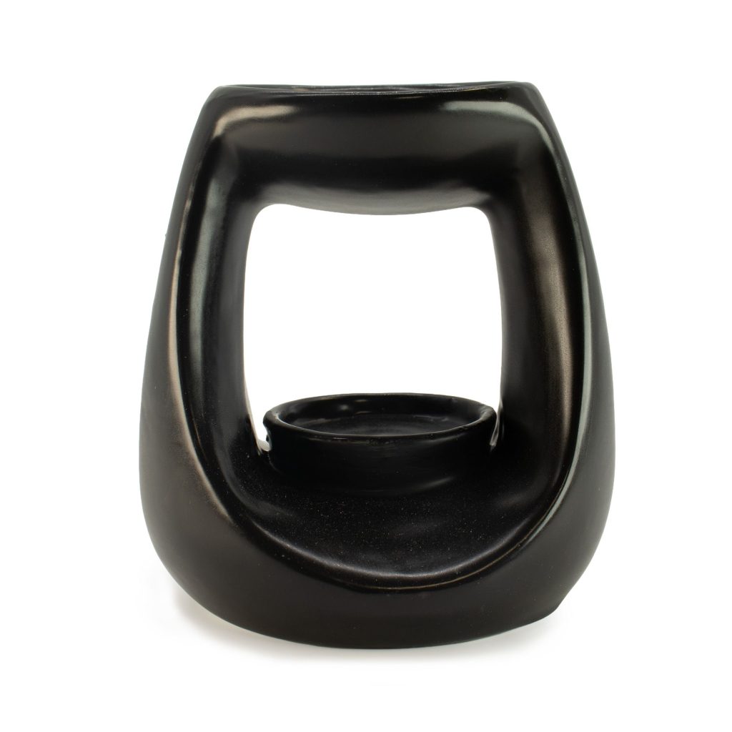 Ceramic Zen Oliebrænder – Stor Oval Pebble – Matt Black