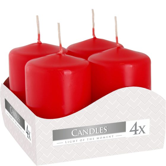 Sæt Med Pillar Stearinlys 40x60mm (4 Pieces) – Red - Billede 4