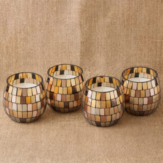 Lille Glasburk-Stearinlys – Amber Mosaic - Billede 3