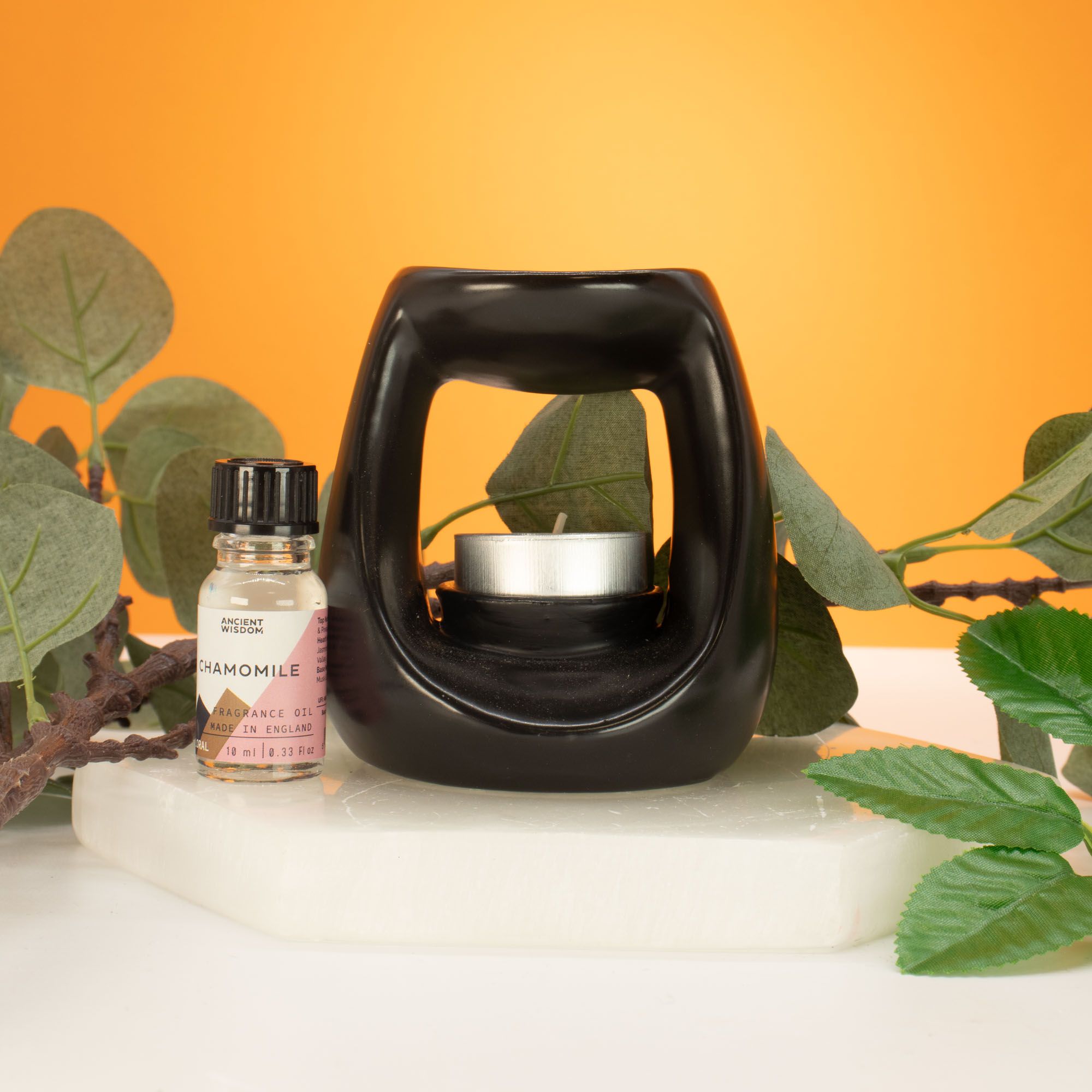 Ceramic Zen Oliebrænder – Stor Oval Pebble – Matt Black - Billede 2