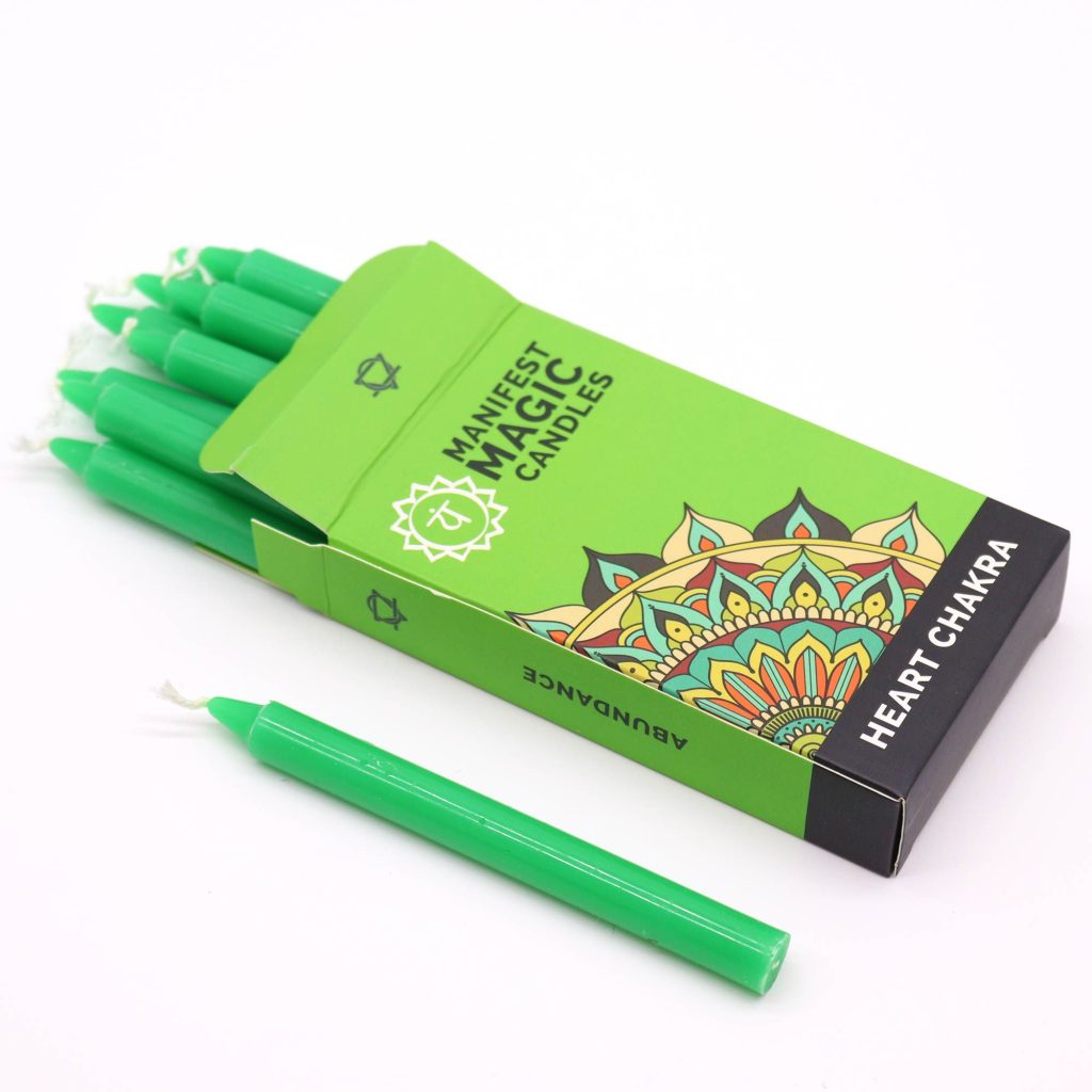 Manifest Magic Stearinlys (Pakke Med 12) – Green – Heart Chakra