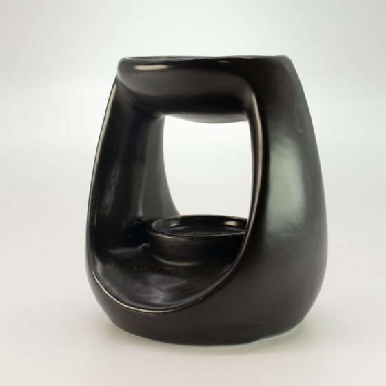 Ceramic Zen Oliebrænder – Stor Oval Pebble – Matt Black - Billede 3