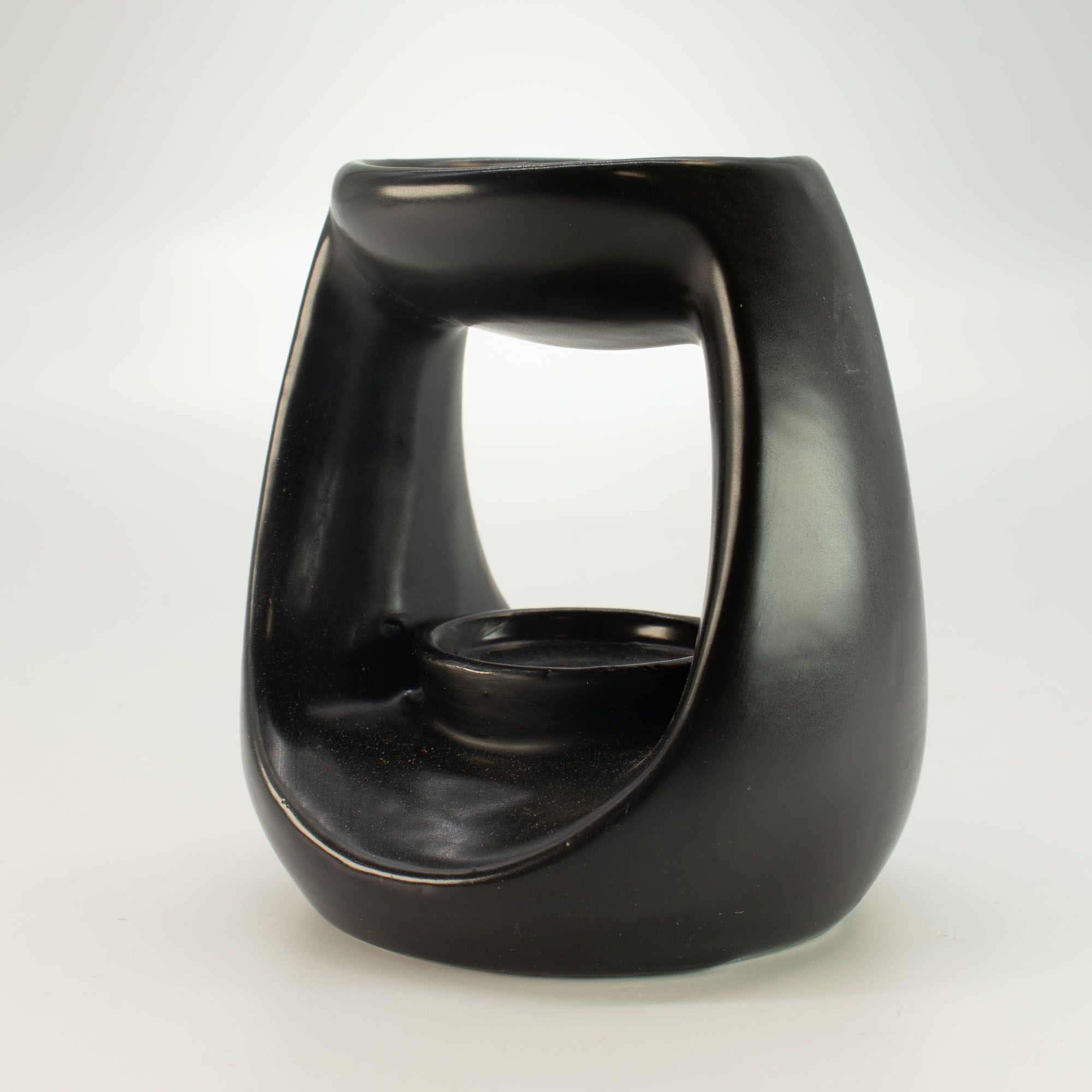 Ceramic Zen Oliebrænder – Stor Oval Pebble – Matt Black - Billede 3