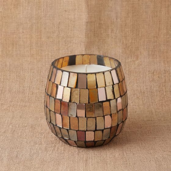 Lille Glasburk-Stearinlys – Amber Mosaic - Billede 5