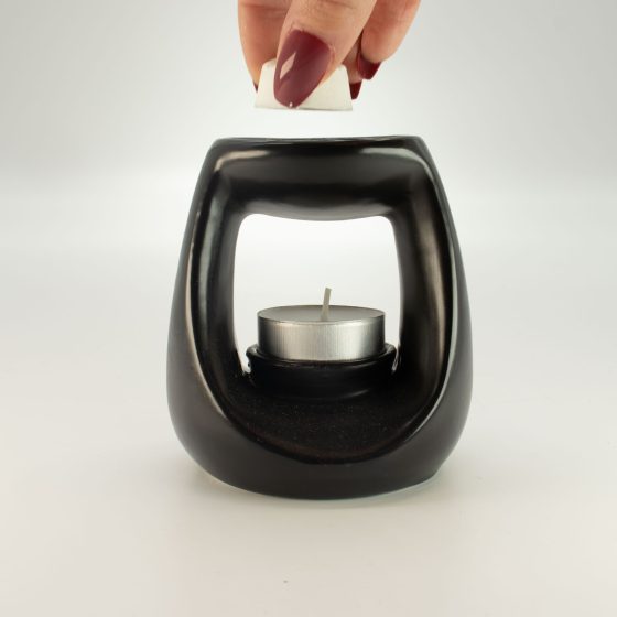 Ceramic Zen Oliebrænder – Stor Oval Pebble – Matt Black - Billede 4