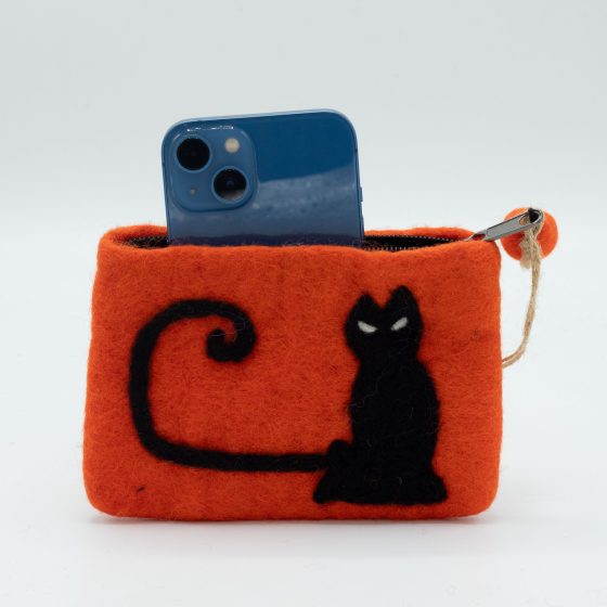 Natural Felt Zipper Pouches – Cat Face - Billede 2