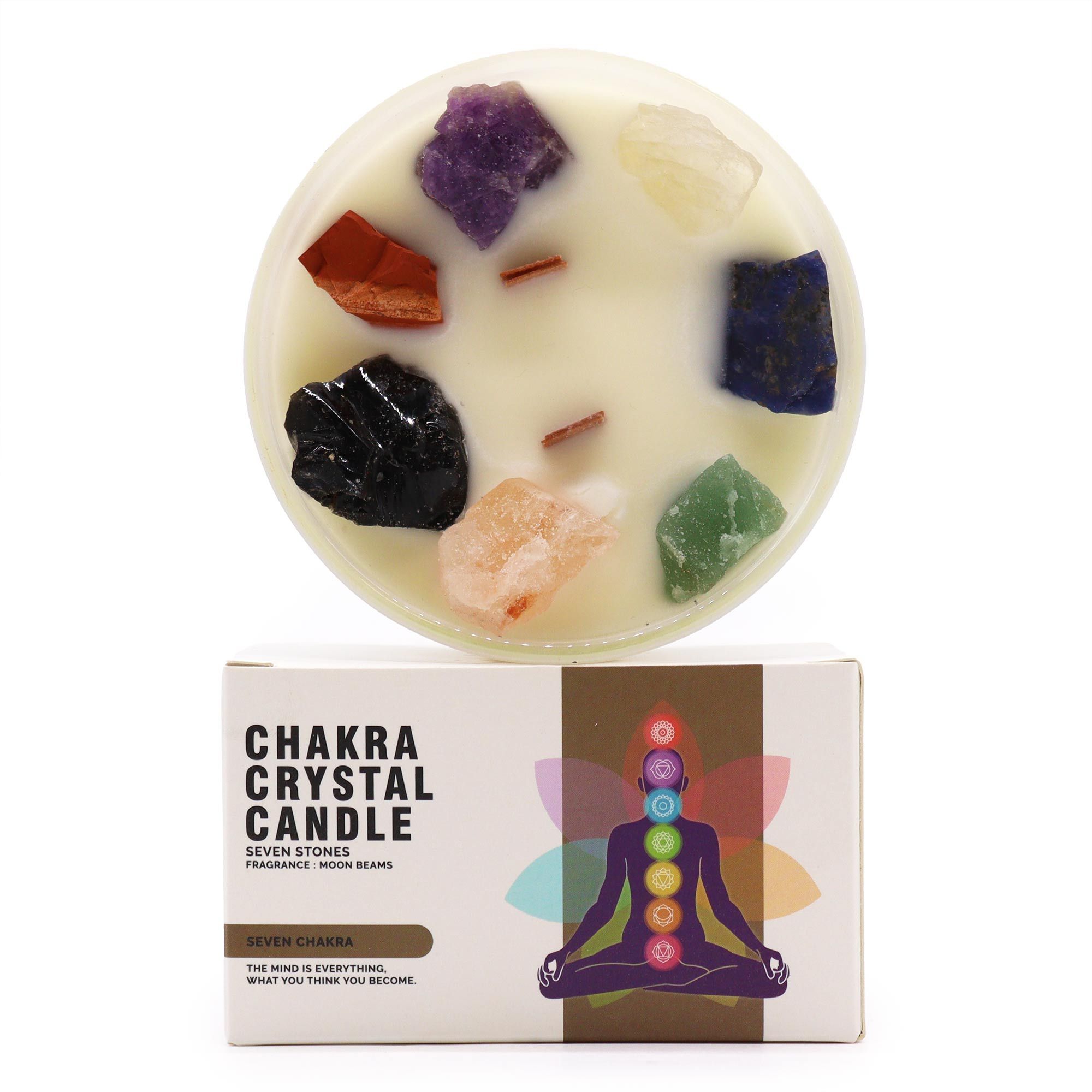 Stor Chakra Krystal-Stearinlys – Seven Charkra - Billede 1