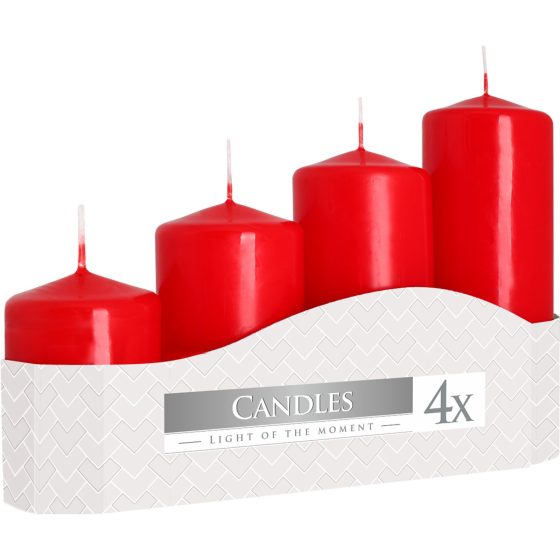 Sæt Med Pillar Stearinlys 50mm (11/16/22/33H) (4 Pieces) – Red - Billede 4