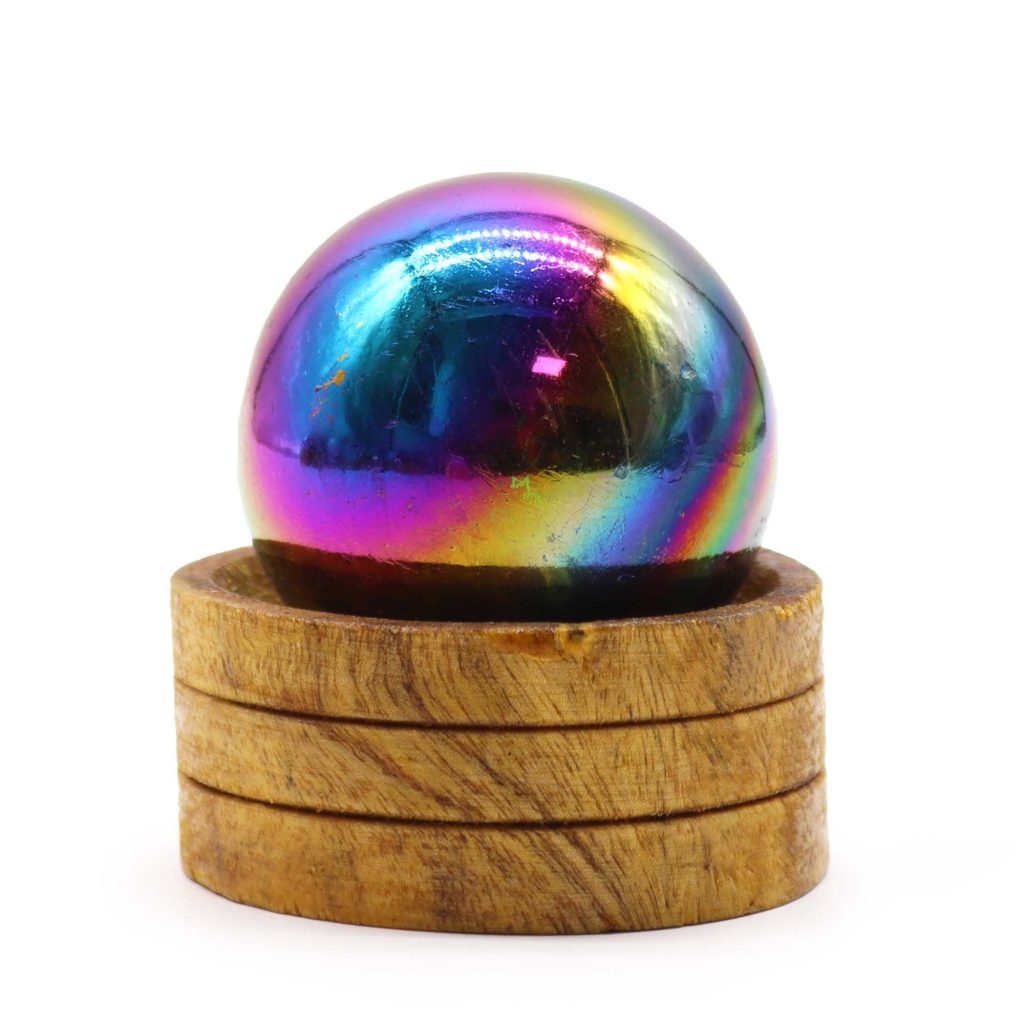Ædelsten Kugle 50Mm – Amethyst Aura Med Stand