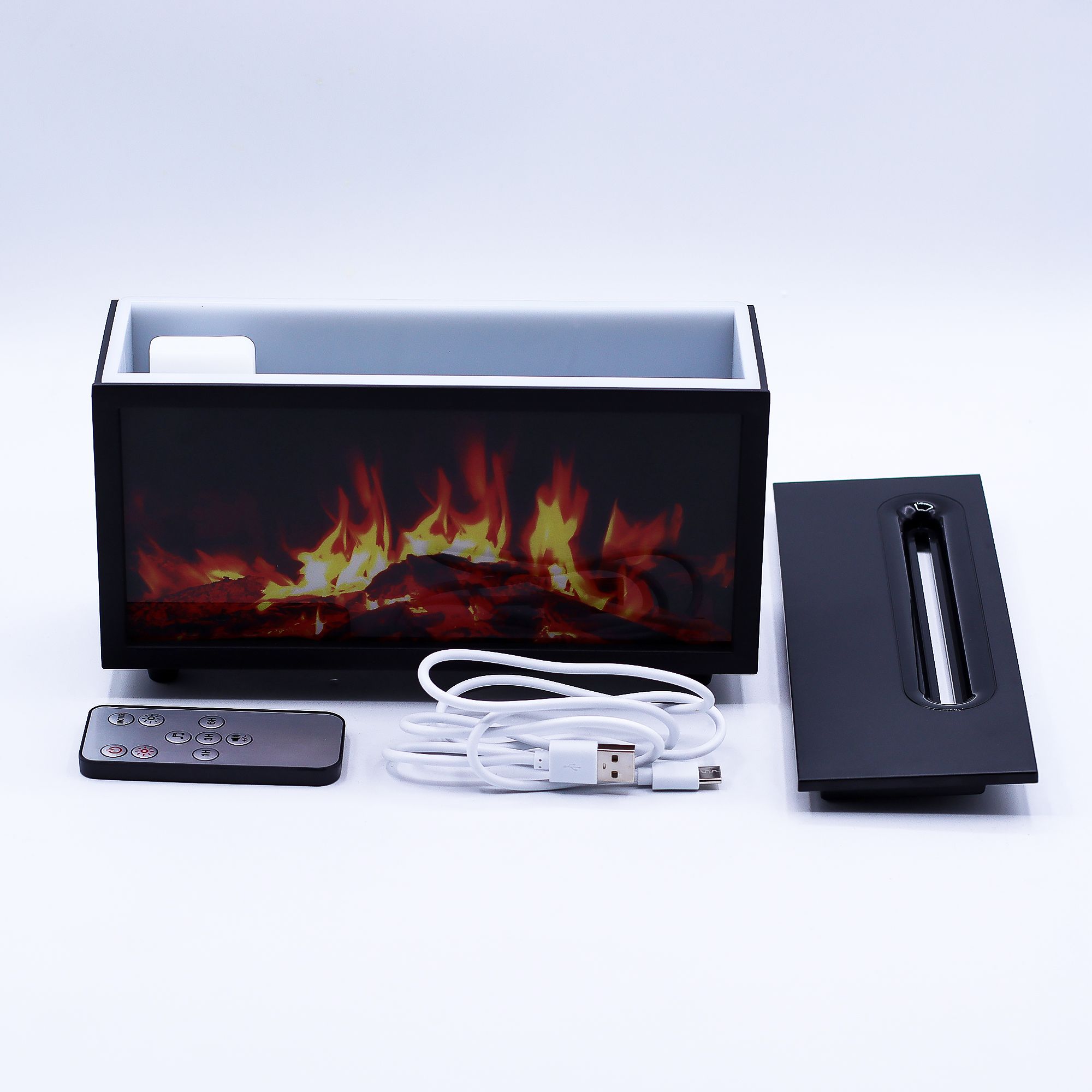 Flame Effect Aromadiffuser Med Birdsound – Black Usb – Farveskift - Billede 2