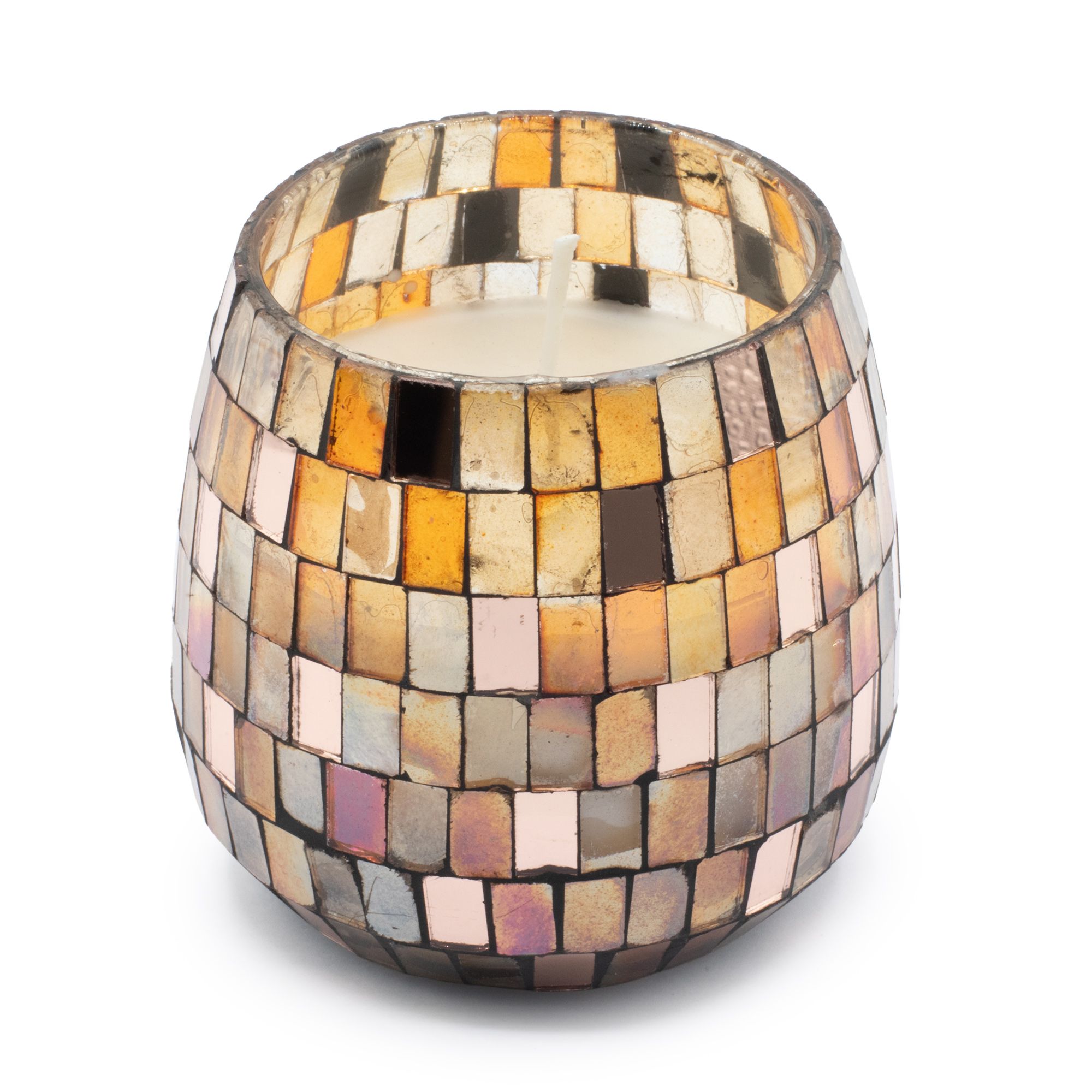Mellem Glasburk-Stearinlys – Amber Mosaic - Billede 4