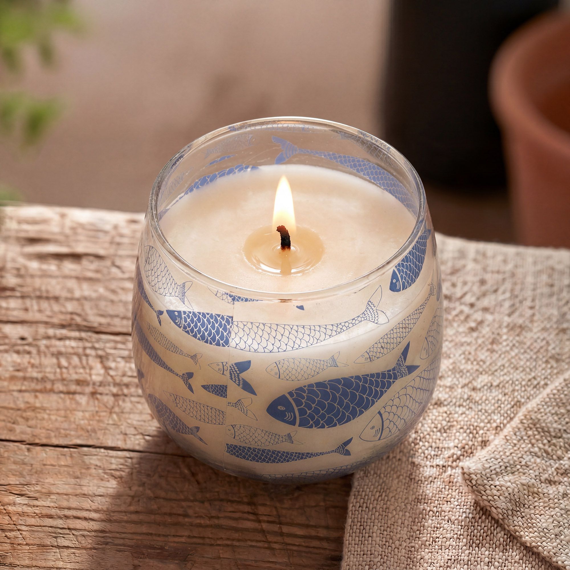 Mellem Glasburk-Stearinlys – Seabreeze - Billede 4