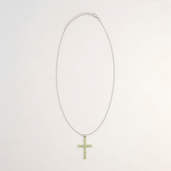 Indisk Andagtsvedhæng – Sølvbelagt (45Cm Chain) – Peridot Crucifix - Billede 4