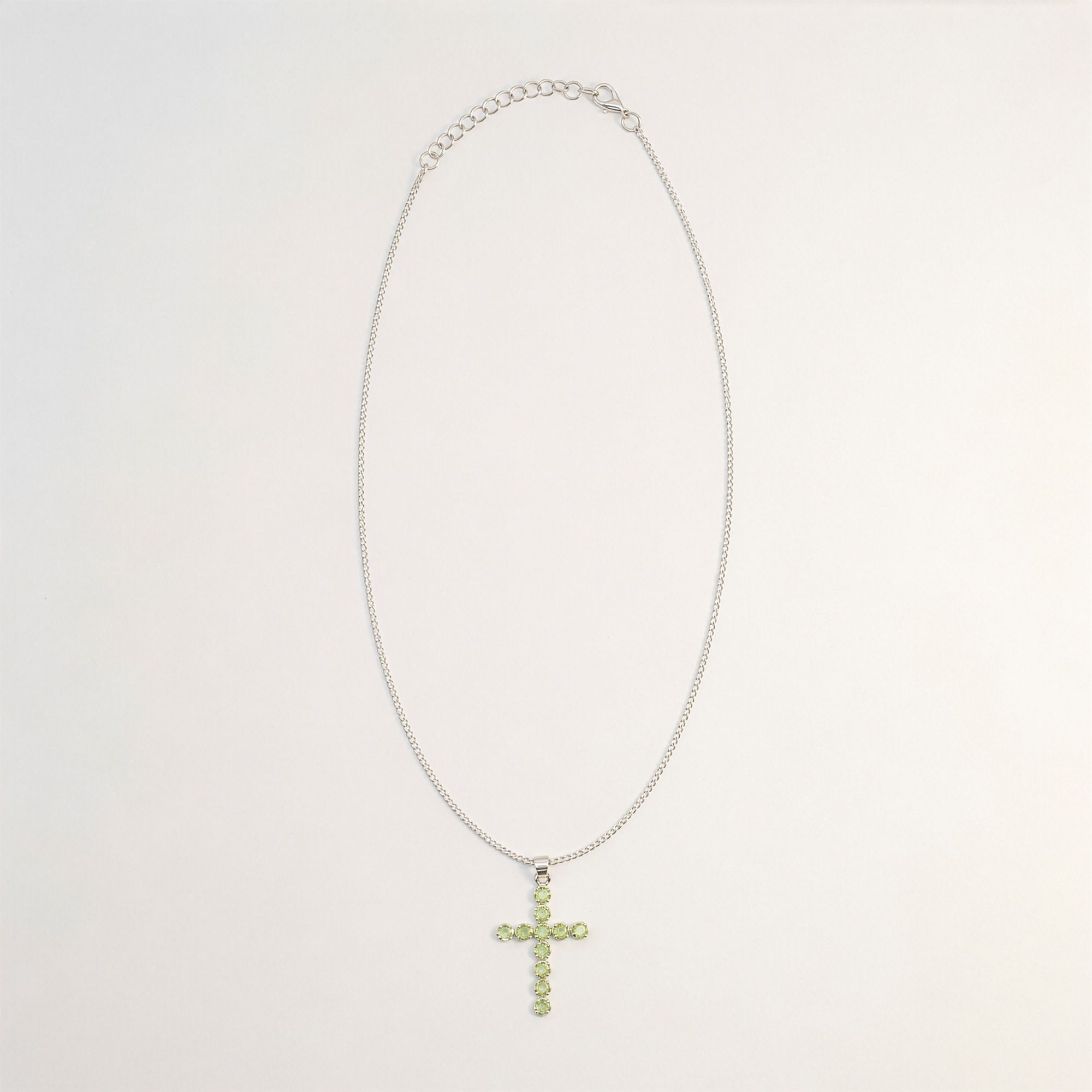 Indisk Andagtsvedhæng – Sølvbelagt (45Cm Chain) – Peridot Crucifix - Billede 4