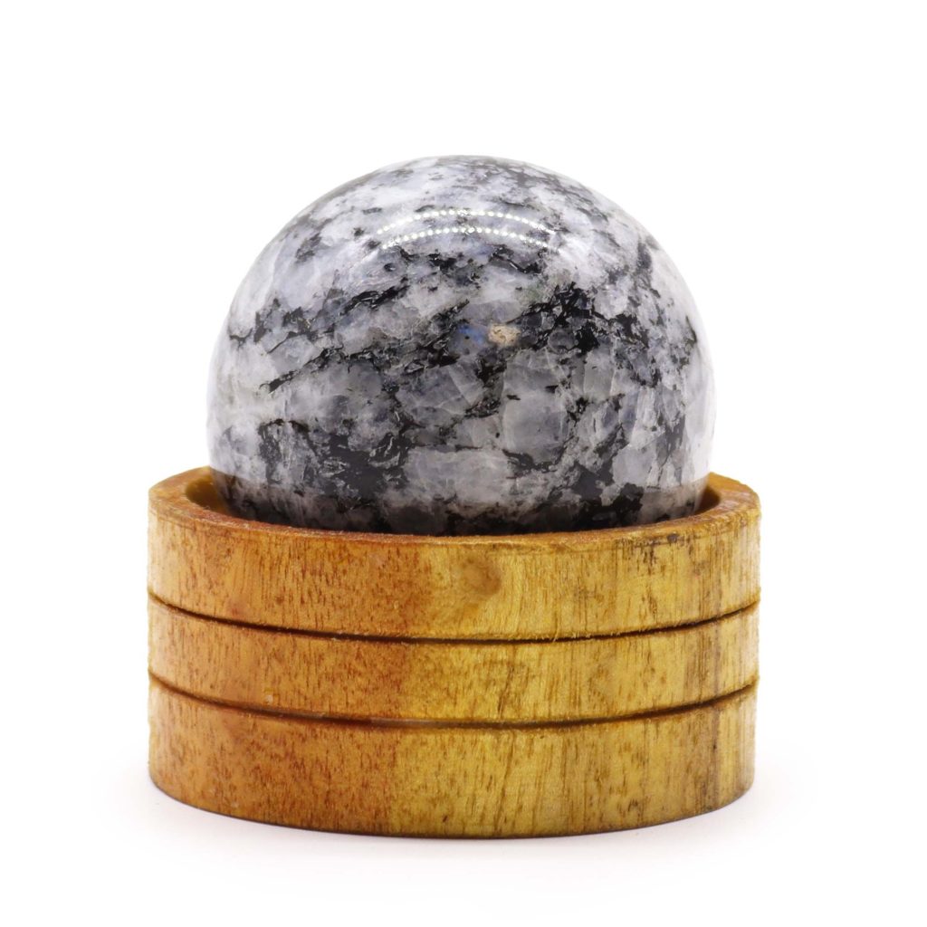 Ædelsten Kugle 50Mm – Indian Moonstone Med Stand