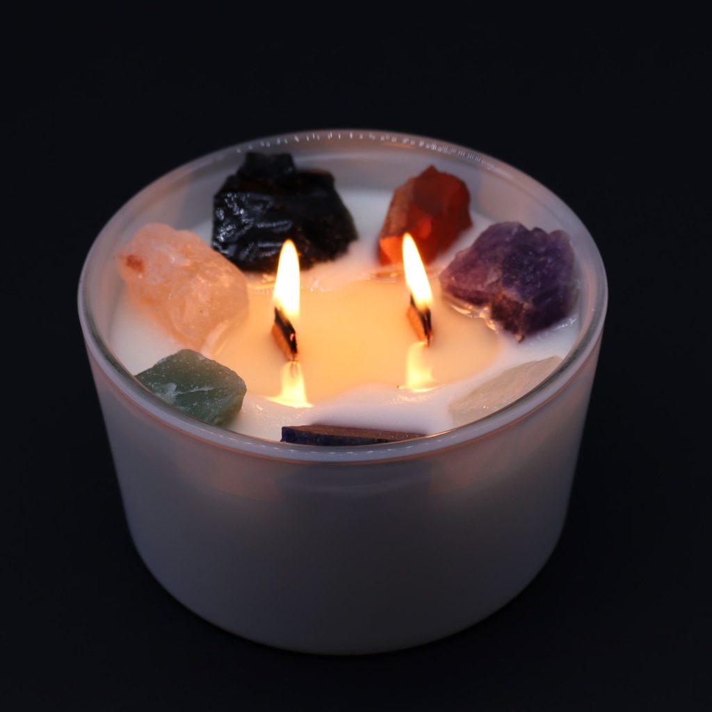 Stor Chakra Krystal-Stearinlys – Seven Charkra