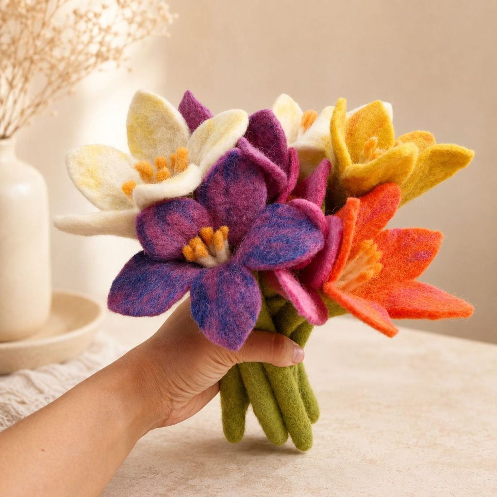 Felt Flowers – Lily (10 Assorted Colours)