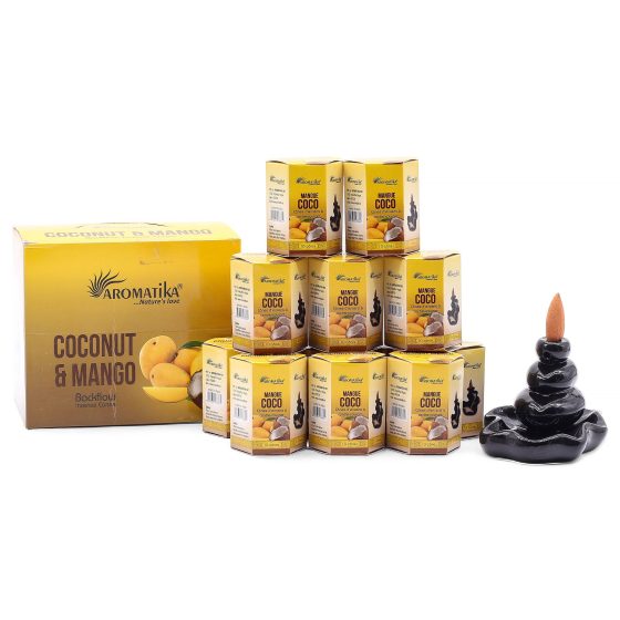 Masala Backflow Røgelse Pakke Med 10 – Coconut & Mango - Billede 6