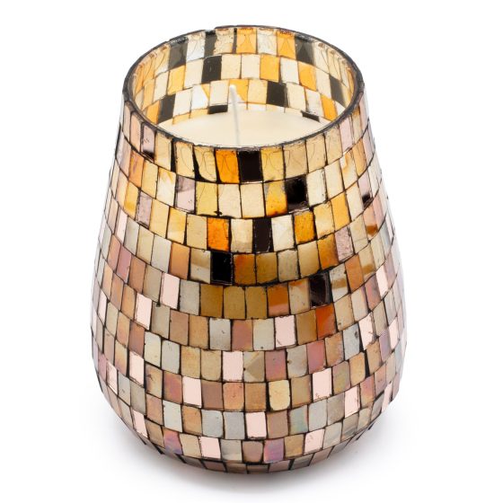 Høje Glasburk-Stearinlys – Amber Mosaic - Billede 5