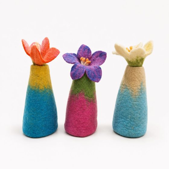 Felt Flower Vases – Sæt Med 3 Assorted Designs - Billede 5