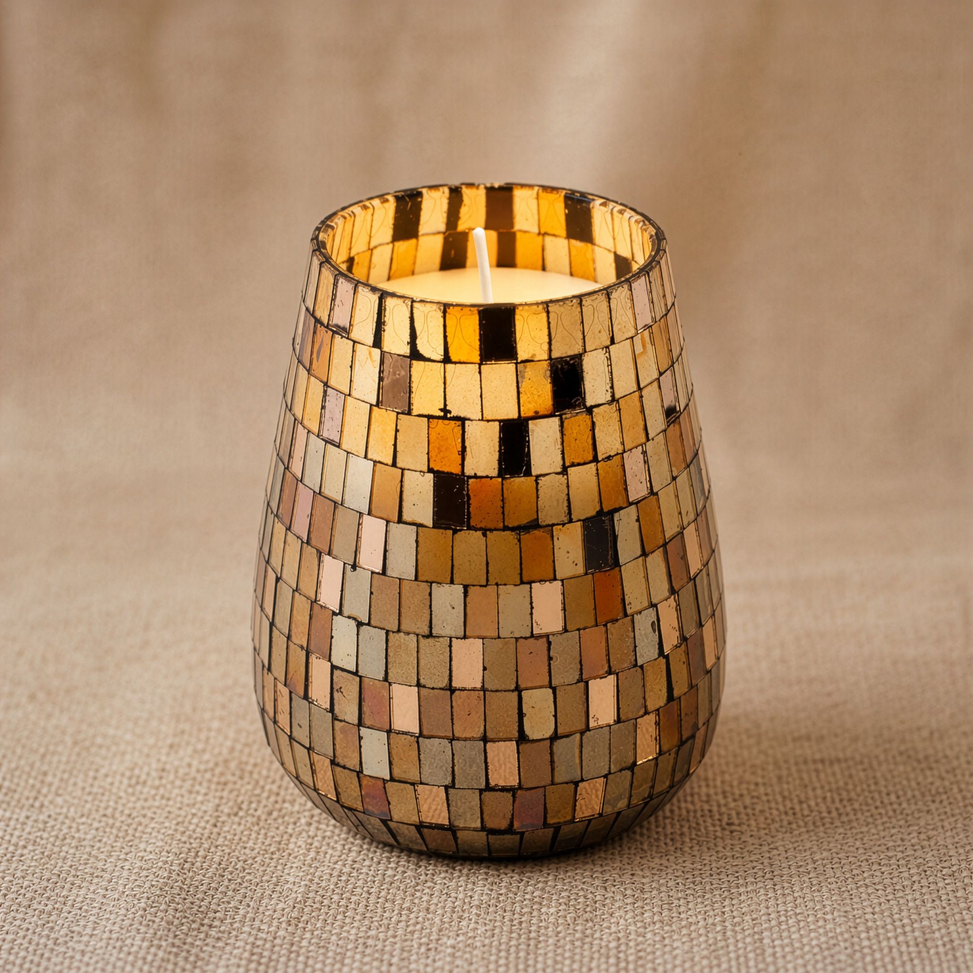 Høje Glasburk-Stearinlys – Amber Mosaic - Billede 4