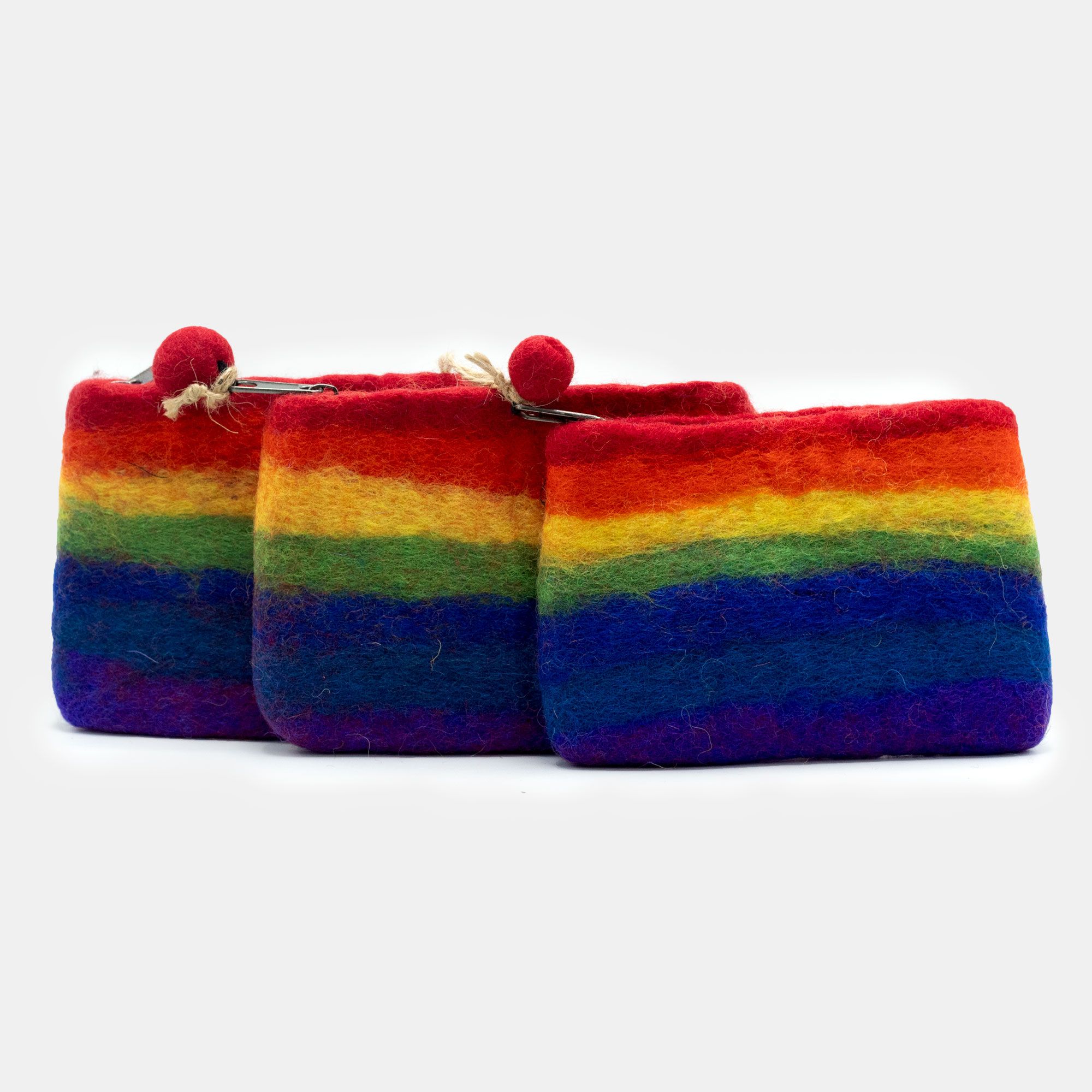 Natural Felt Zipper Pouches – Rainbow - Billede 2