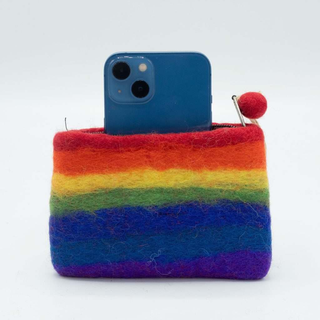 Natural Felt Zipper Pouches – Rainbow