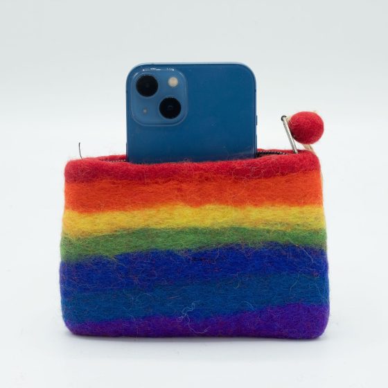 Natural Felt Zipper Pouches – Rainbow - Billede 1