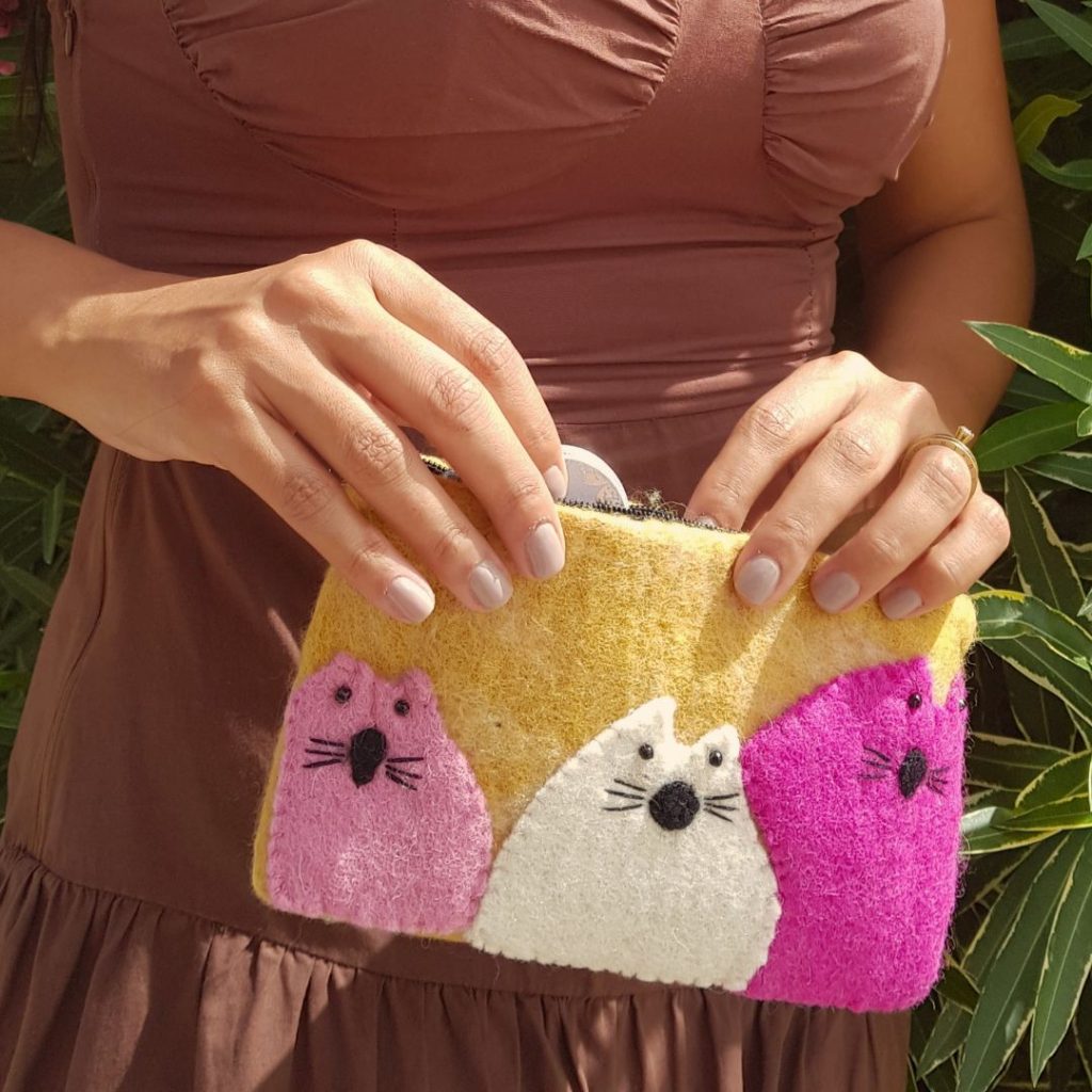 Natural Felt Zipper Pouches – Three Fat Cats