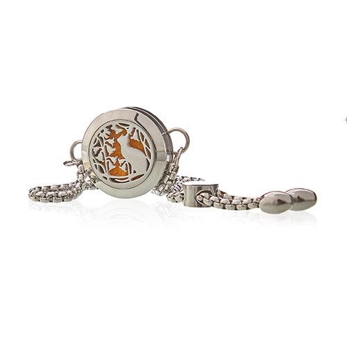 Aromaterapi Smykker Chain Armbånd – Cat & Flowers – 20mm - Billede 4