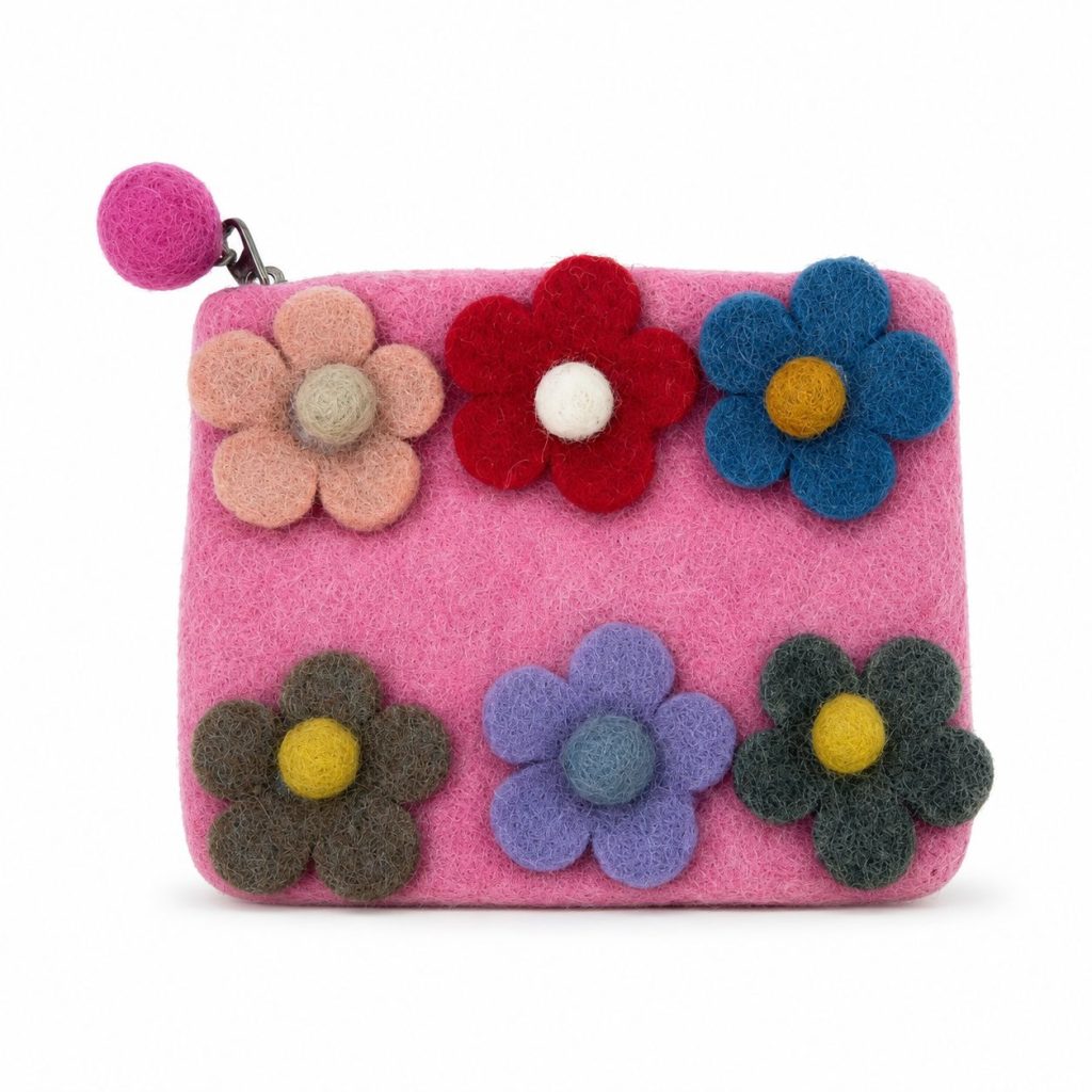 Natural Felt Zipper Pouches – Six Flowers