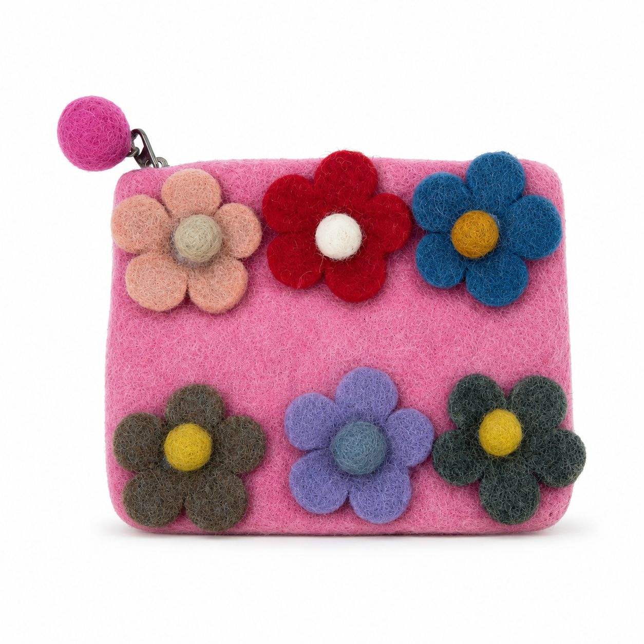 Natural Felt Zipper Pouches – Six Flowers - Billede 1