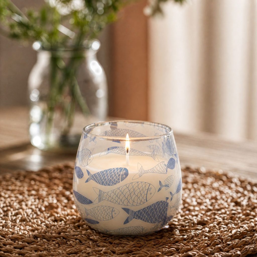 Lille Glasburk-Stearinlys – Seabreeze