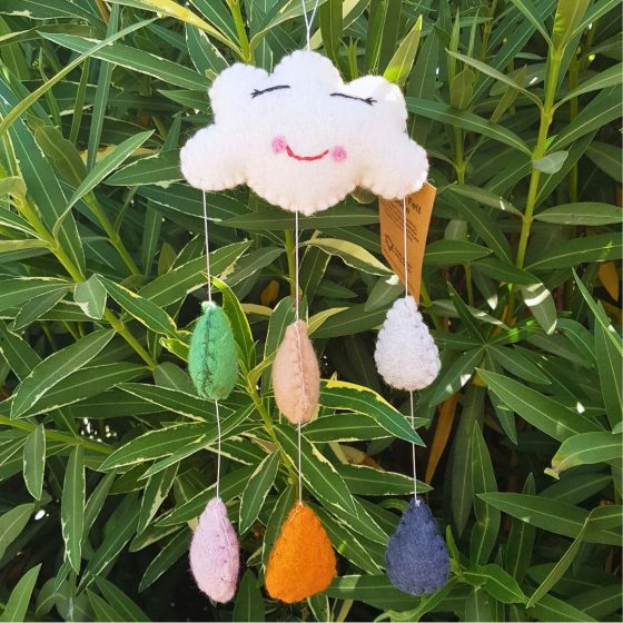 Handmade Felt Mobile – Mini Happy Clouds - Billede 1