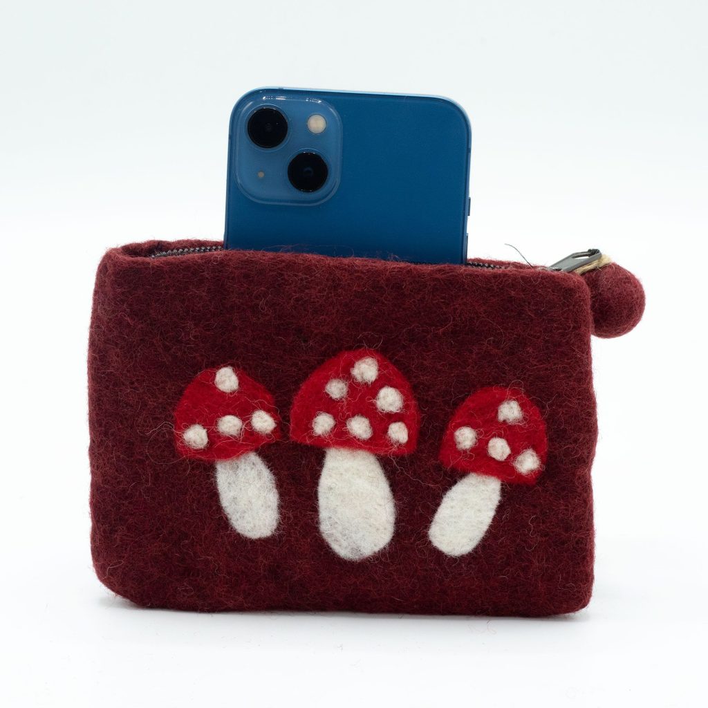 Natural Felt Zipper Pouches – Wild Mushrooms