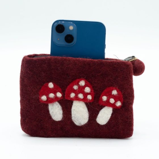 Natural Felt Zipper Pouches – Wild Mushrooms - Billede 3