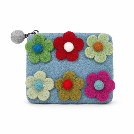 Natural Felt Zipper Pouches – Six Flowers - Billede 3