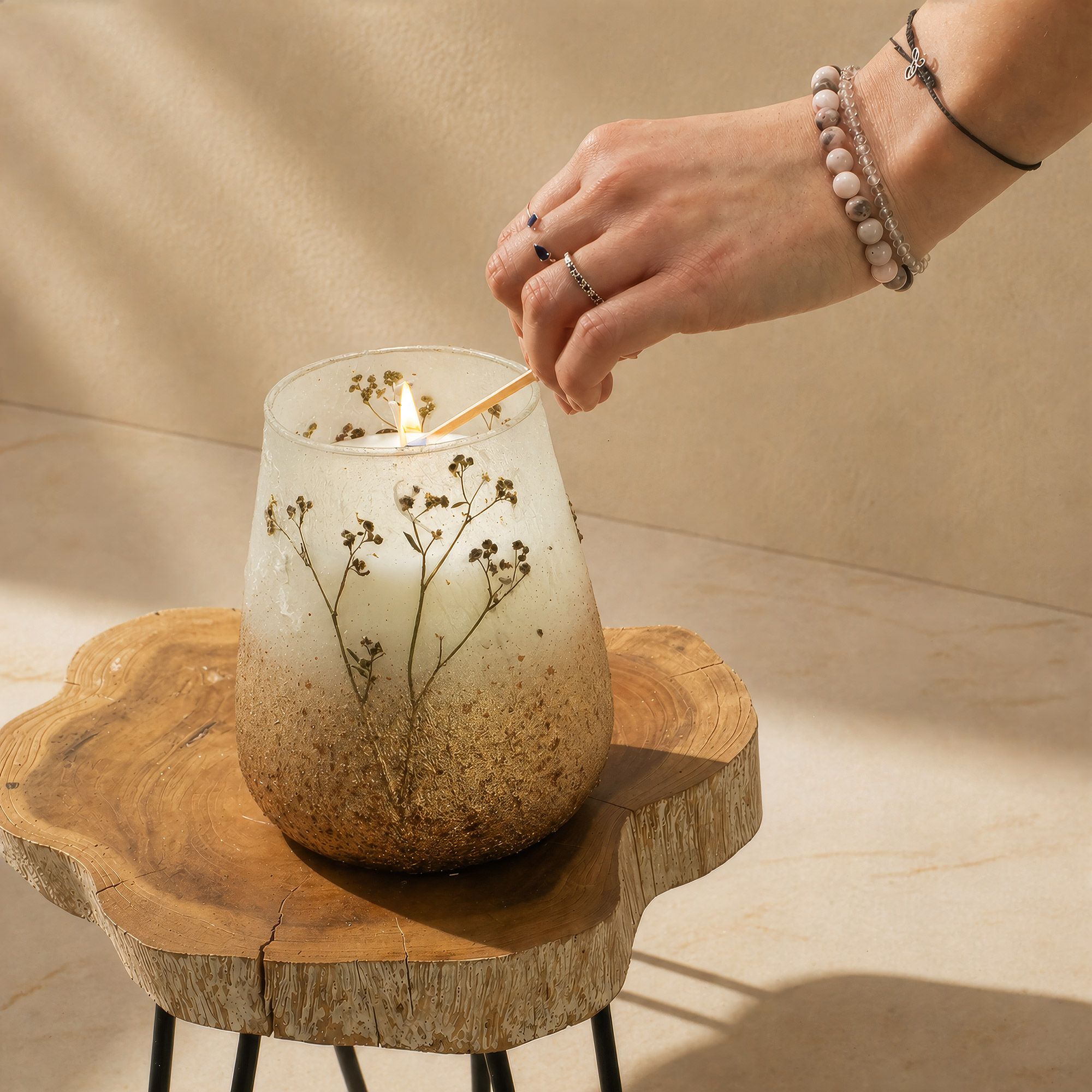 Høje Glasburk-Stearinlys – Wildlight Woods - Billede 1