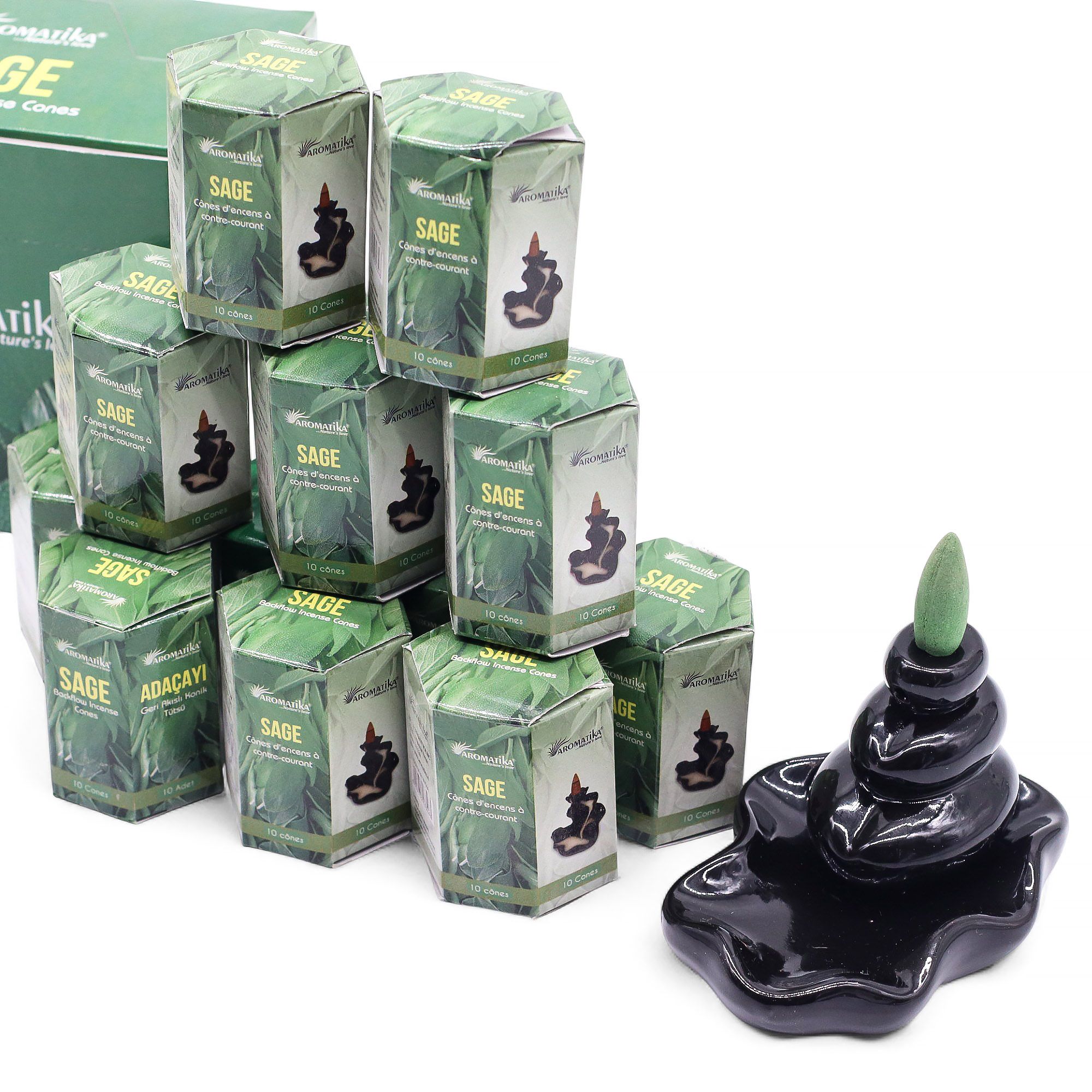 Masala Backflow Røgelse Pakke Med 10 – Sage - Billede 2