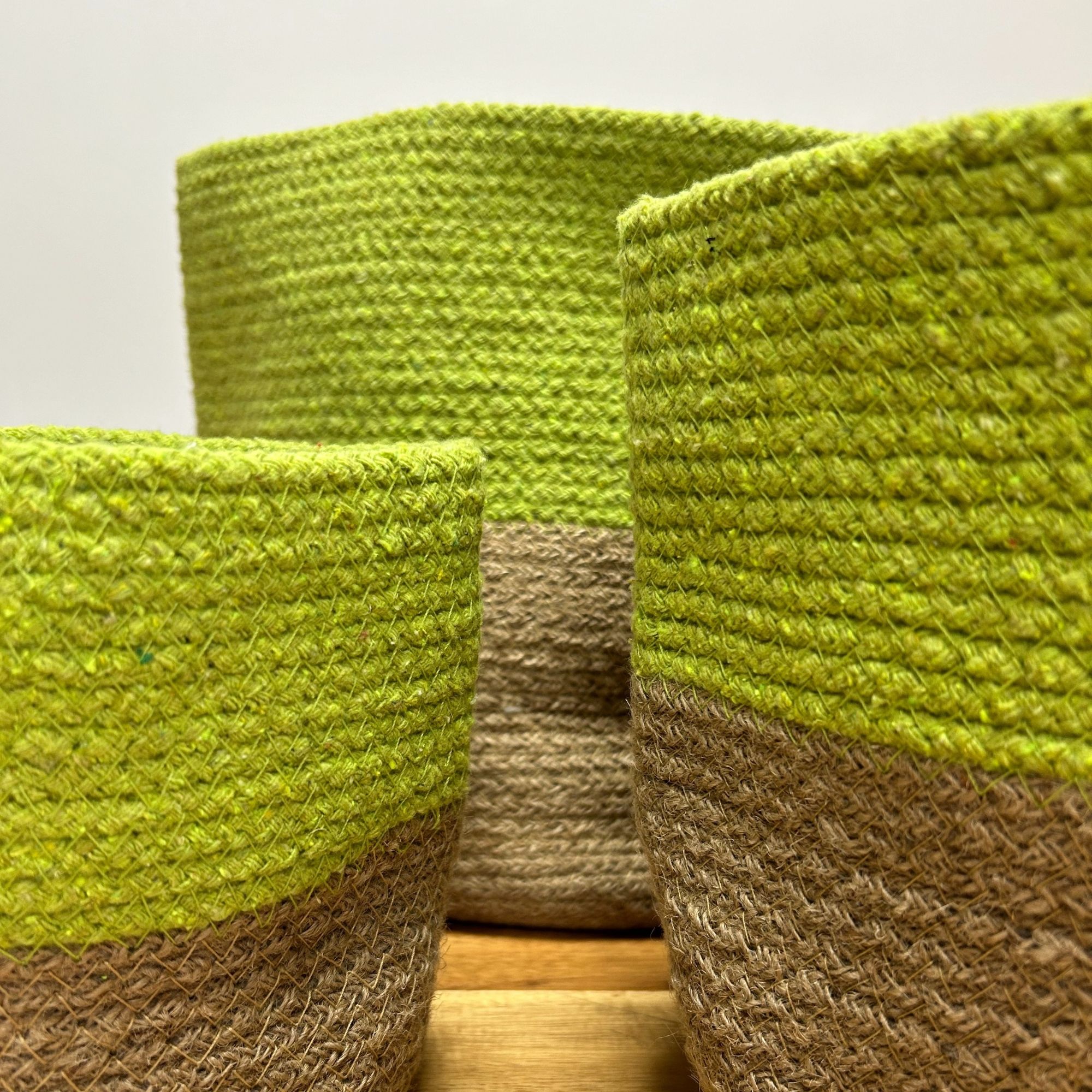 Sæt Med 3 Cotton Rope Storage Baskets – Pistachio - Billede 2