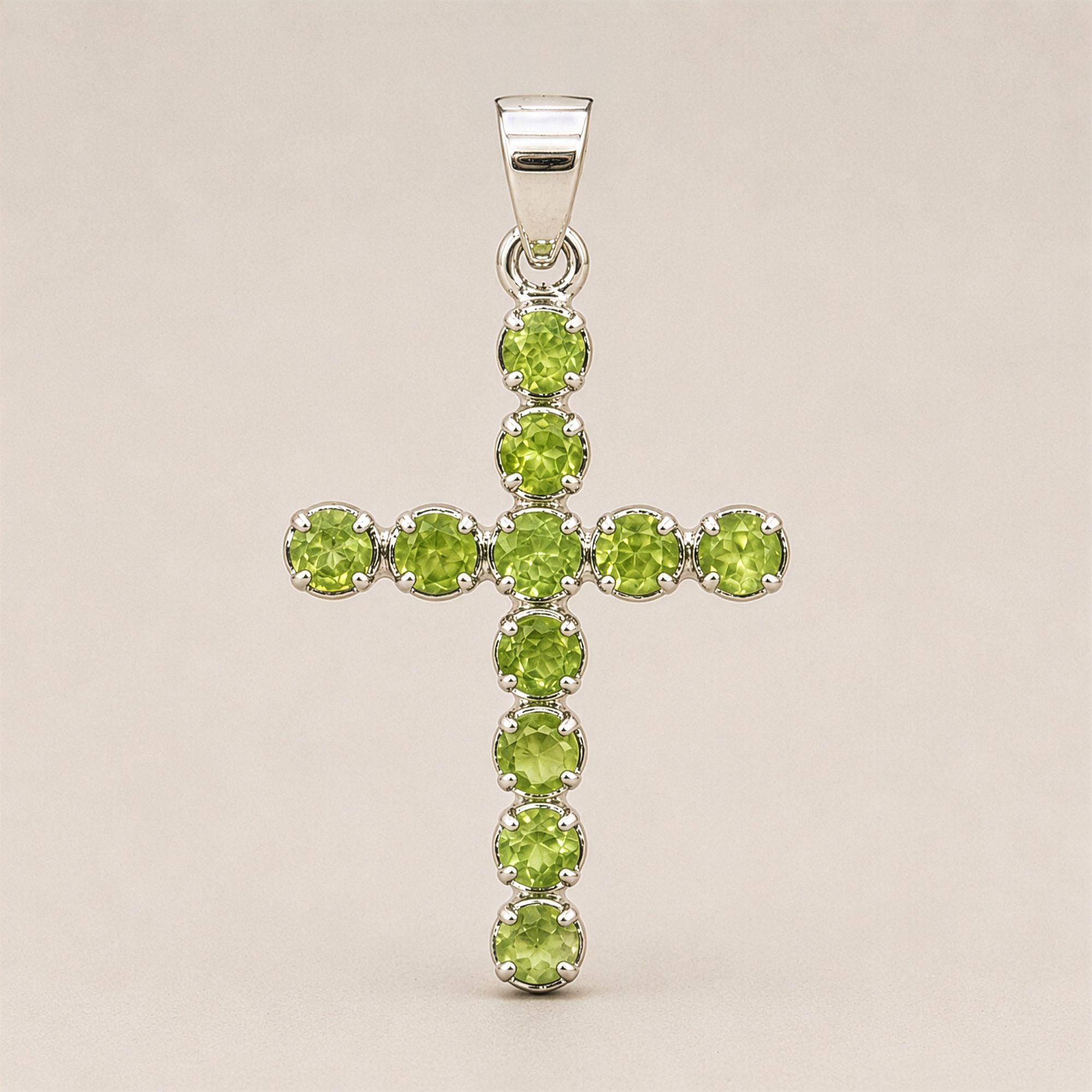 Indisk Andagtsvedhæng – Sølvbelagt (45Cm Chain) – Peridot Crucifix - Billede 5