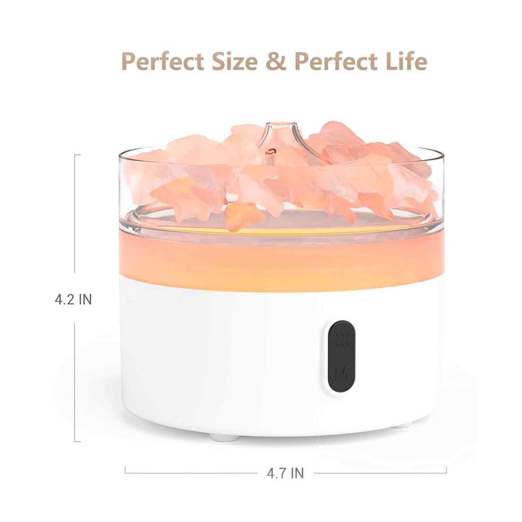 Himalayan Salt Aromadiffuser – Night Light – Usb-C – Flame Effect (Salt Included)