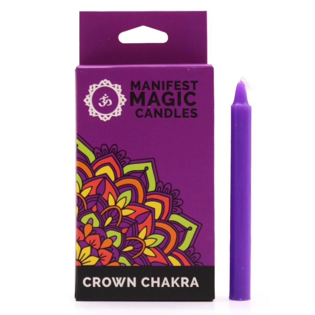 Manifest Magic Stearinlys (Pakke Med 12) – Purple – Crown Chakra