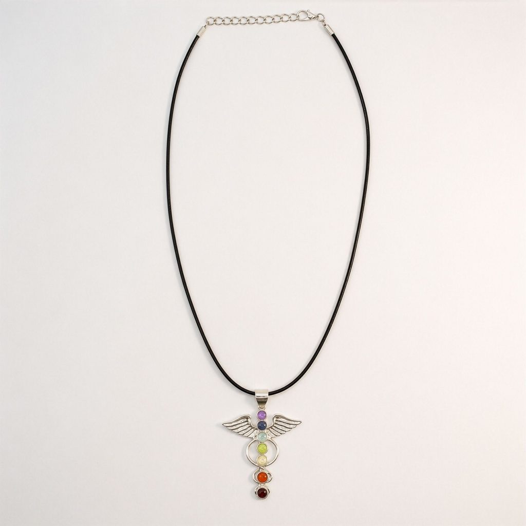 Indisk Andagtsvedhæng – Sølvbelagt (45Cm Snor) – Angel Chakra